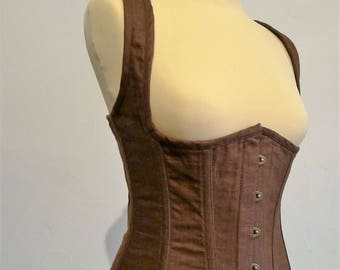 Serre Taille Gilet Lin Marron