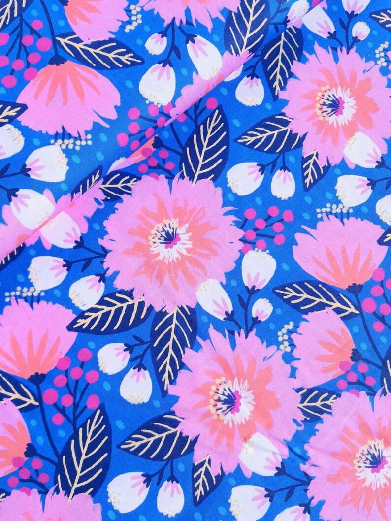Cotton woven fabric Vibrant Blooms by Paintbrush Studio Fabrics image 2