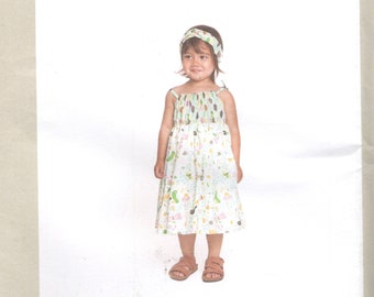 Paper pattern summer dress and headband for girls up to 4 years