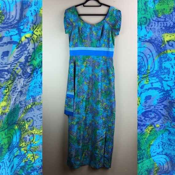 Vintage ’60s cotton sateen maxi Hawaiian dress siz