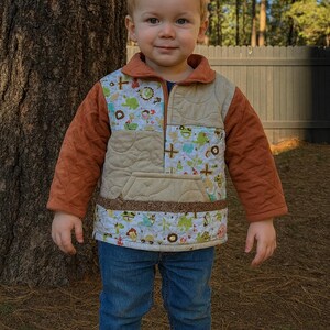 2T/3T Vintagd Upcycled Boys Quilted Hoo
