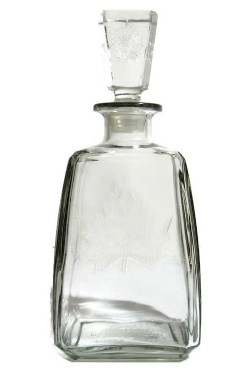 Canada Whisky Liquor Decanter Maple Leaf Glass Bottle Sealcap Etsy