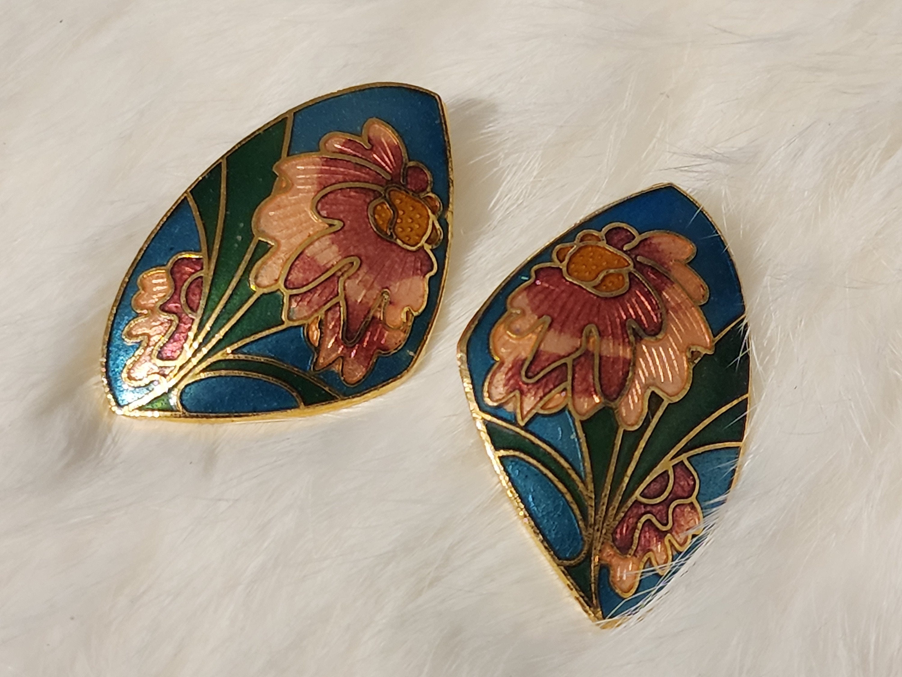 Vintage cloisonne earrings sale