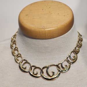 Vintage 80er Jahre Metall Halskette - Retro Glam Statement Schmuck, Vintage Halskette, Vintage kurze Halskette, Vintage Schmuck, Goldton
