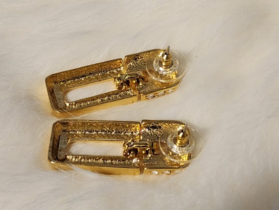 Vintage Park Lane Earrings In Gold Tone With Rhin… - image 2