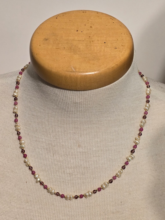 Vintage Marvella Faux Pearl Necklace: Pink, Purpl… - image 1