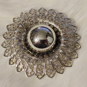 Large Round Filagree Silver Toned Brooch By Coro, Vintage Jewelry, Vintage Coro Brooch, Vintage Coro Jewelry, Vintage Jewelry, Gift for Her