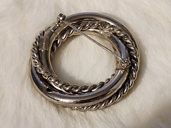 Vintage Marvella Brooch in Silver Tone, Circle Br… - image 2