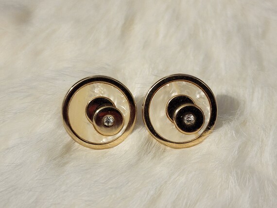Vintage Circular SWANK Cuff Links With Mother Of … - image 1