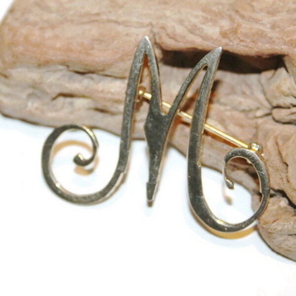 M Jewelry, M Pin, M Brooch, Gold M Brooch, Initial Jewelry, Initial Pin, Initial Brooch, Personalized Brooch, Personalized Jewelry