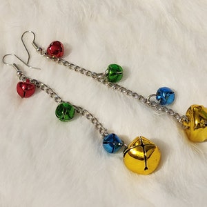 Long Jingle Bell Earrings, Vintage Dangle Earrings, Holiday Earrings, Christmas Earrings, Ugly Christmas Sweater Party Jewelry, Gift Idea