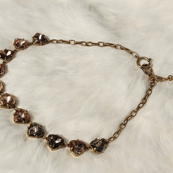 Collier Somervell Stella et Dot vintage en laiton antique avec cristal de couleur champagne et taupe, cadeau pour elle