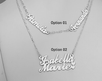 Collar de plata de ley con dos nombres: joyería personalizada para parejas