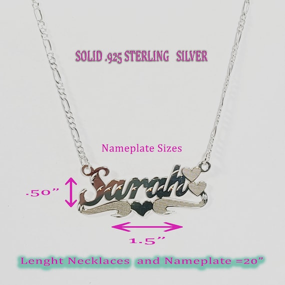 Silver Nameplate Necklace - Solid 925 Silver Personalized