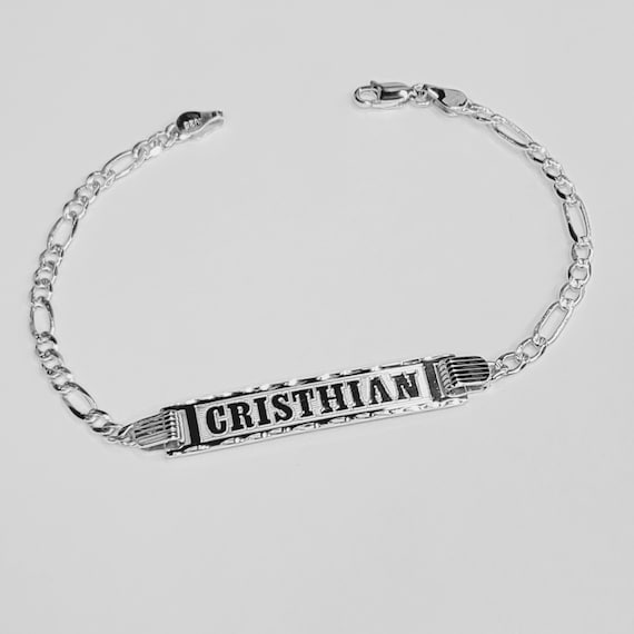 Bracelet D'identité Plaqué Argent 925 - 20 Cm, Largeur 10 Mm - À Graver - Unisexe