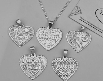 Heart Shape Pendant, Silver Fine Jewelry, Pendant Necklace, Sterling Siver .925, Raised Deep Engraved.