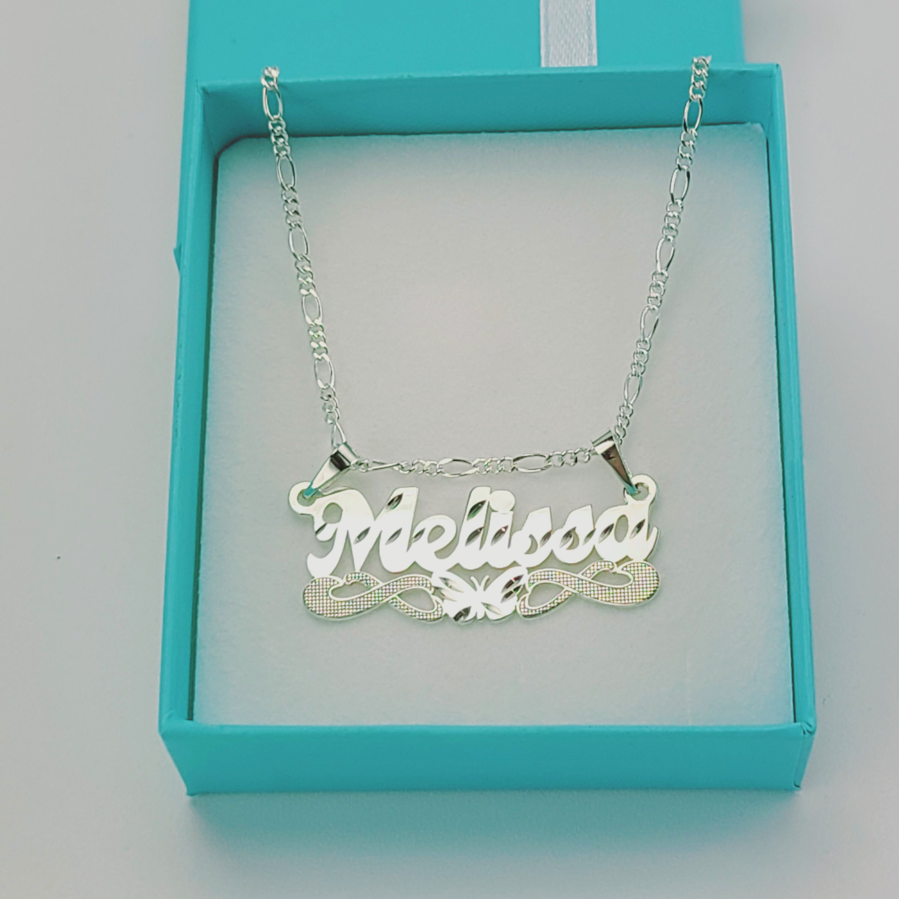 Engraved Sterling Silver Nameplate Necklace: Mirror Finish Engraved Sterling Silver Nameplate Necklace: Mirror Finish