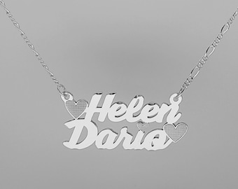 Collar personalizado de plata de ley con dos nombres: regalo de San Valentín