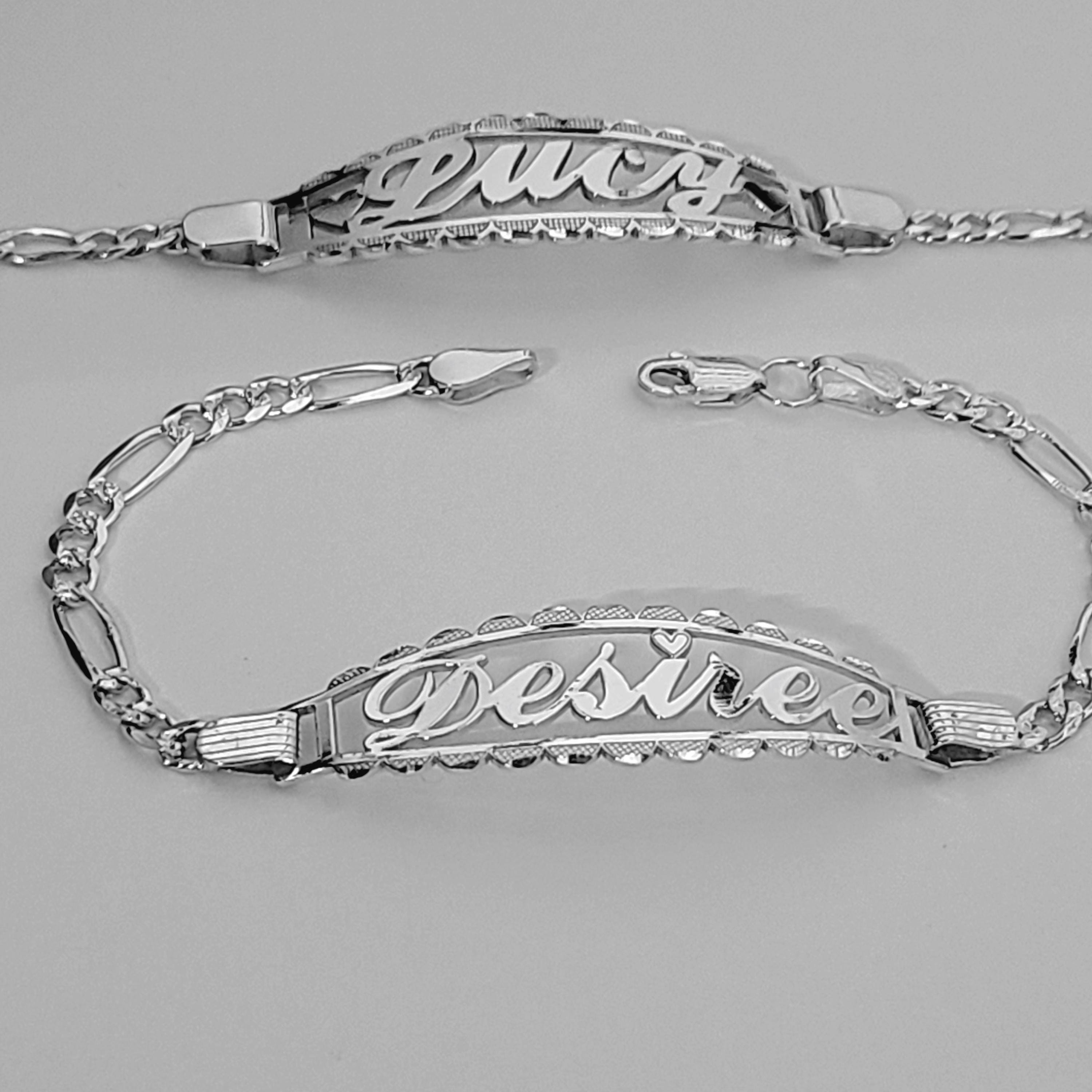 Silver Cut Out Name Bracelet, Script Name Solid 925 Silver