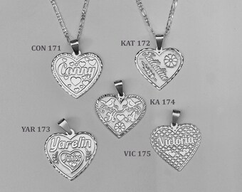 Colgante en forma de corazón, joyería fina de plata, collar colgante, plata de ley 925, grabado profundo.