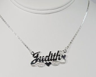 Collar con nombre personalizado en plata de ley: colgante de cadena marinera personalizado