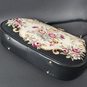 Vintage women's handbag 1930, retro trunk, retro cross stitch leather handbag top handle metal clasp, fashion gift for women image 1