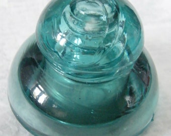 Insulator Glass Turquoise Vintage Industrial Glass Paperweight Collectible Trinket Glass Decor