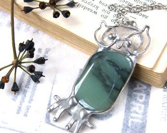 Pierre pendentif aventurine hibou bijoux/aventurine bijoux pierre/Amulette/figurine hibou cadeaux/cadeaux pour elle/pour grand-mère/Witrazka