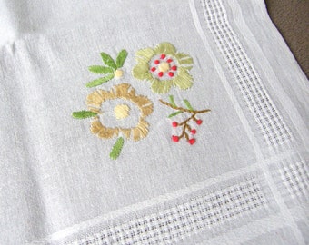 Vintege tablecloth embroidery hemstitch square tablecloth/rose pattern floral embroidery roses decor flowers/vintage style retro collection