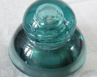 Insulator Glass Turquoise Vintage Industrial Glass Paperweight Collectible Trinket Glass Decor