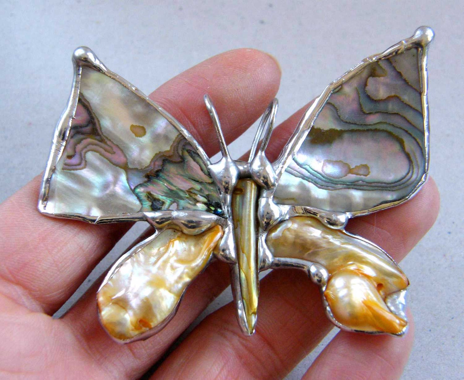 Abalone Shell Butterfly Brooch & Pendant Pearl/2 in Etsy