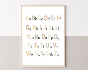 Neutral Alphabet Poster: Kids Educational Wall Art (Digital File)