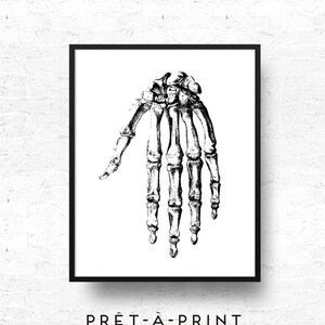 Vintage Skeleton Hand Print: Halloween Decor Illustration (Digital Print)