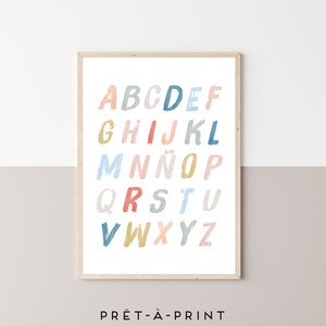 Spanish Alphabet Print: Colorful ABC Nursery Decor (Digital File)