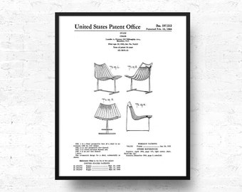 Eames Chair Patent Print, Eames Chair Blueprint, Blueprint Art, Charles Eames Chair, Office Decor, Vintage Chair Art -DIGITAL PRINT