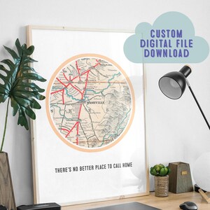 Nashville Karte Geschenk, Geschenk zum Jahrestag, Geschenk für Paare, Benutzerdefinierte Orte, Jahrestag, Benutzerdefinierte Karte, Heimatstadt Karte, Stadt Karte