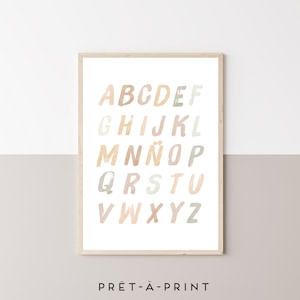 Spanish ABC Print: Neutral Boho Nursery Decor (Digital File)