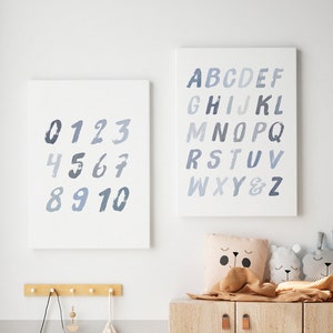 Alphabet & Numbers Nursery Prints: Modern Boho Decor (Digital File)