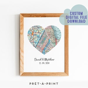 Cartel de viaje, cartel de viaje de estilo retro vintage, mapa de aventuras personalizado, ideas de regalos de viaje para él, impresión de mapa del corazón, regalos para mejores amigos