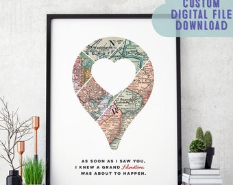 Personalized gifts for travelers, Map Anniversary Gift, Adventure together Map, Anniversary Gift, Engagement gift map, Best Travel Gift