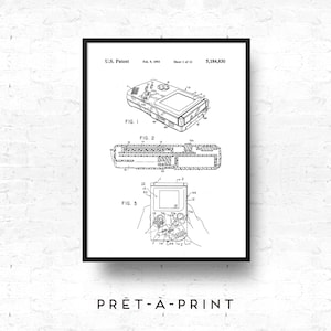 1993 Game Boy Nintendo Wall Art Print, Game Boy Patent Art, 90s Toy Patent Poster, Blueprint, Patent Print, old school gaming -DIGITAL PRINT