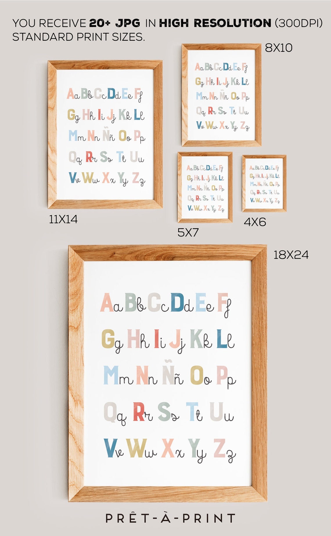 spanish rainbow numbers 1 100 poster spanish abc print set