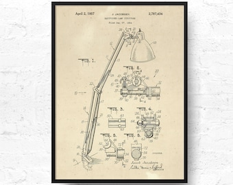 Flexo Lamp Patent Print, Modern Blueprint Print, Jacob Jacobsen Design, Minimal Print, Printable Wall Art, Vintage Print - DIGITAL PRINT-