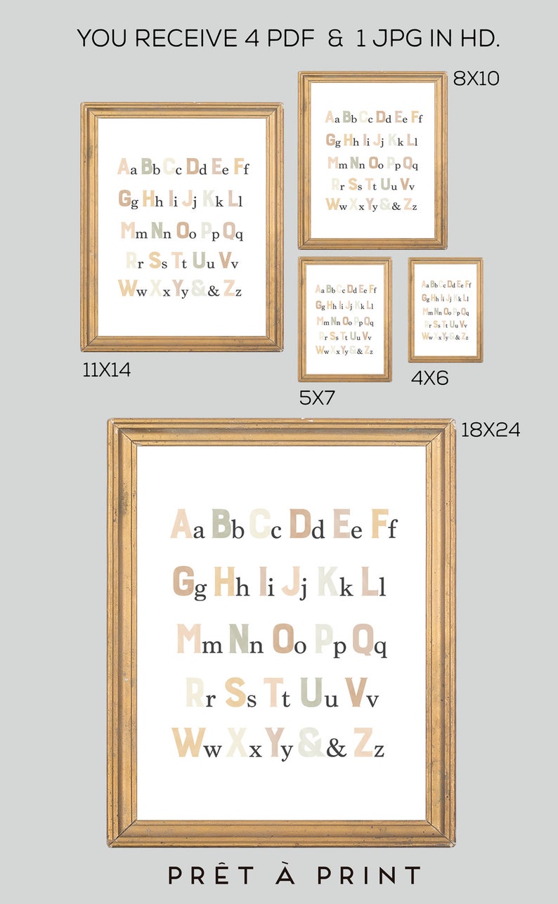 Neutral Alphabet Poster: Kids Educational Wall Art (digital File) - Etsy