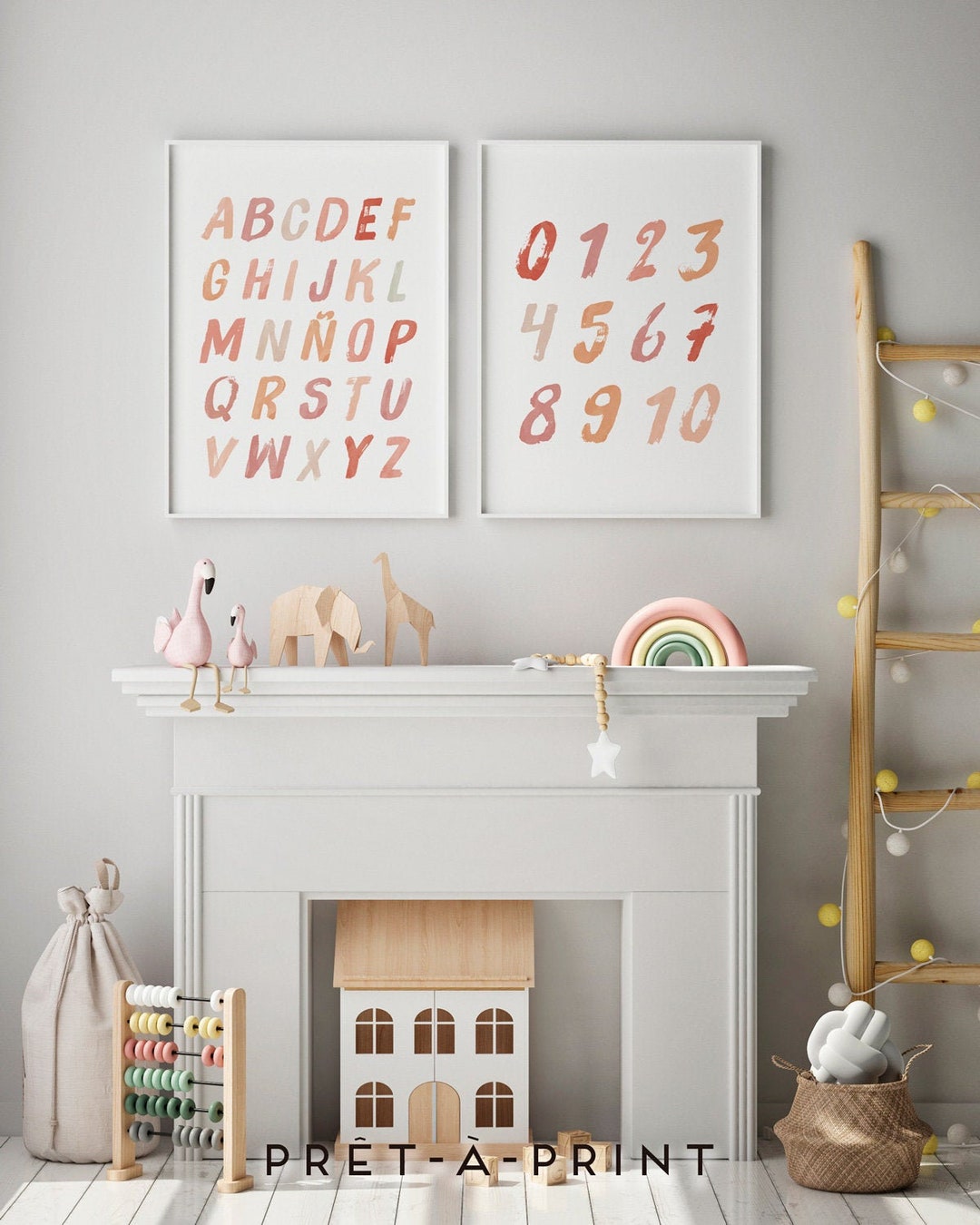 Melocot n espa ol abc print 123 print set of 2 prints minimal boho