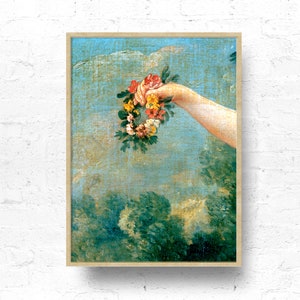 Preppy Wall Print, Vintage flowers Wall Prints, Aesthetic Dorm Decor, Retro Trendy Wall Art, Dorm Room Decor Posters - Digital Printable
