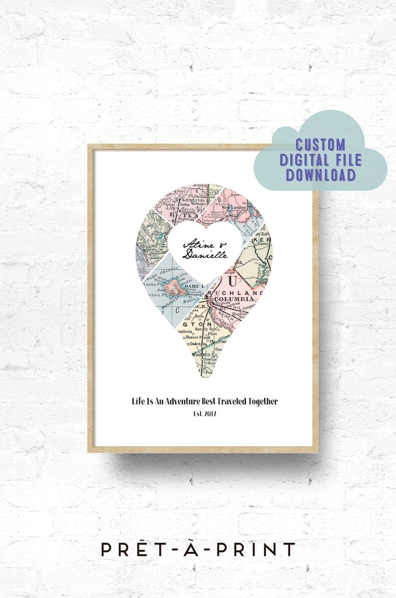 Unique Travel Gift for Travel Lovers Gifts for Parents Adventure together Map Map Anniversary Gift Best Travel Gift Anniversary Gift