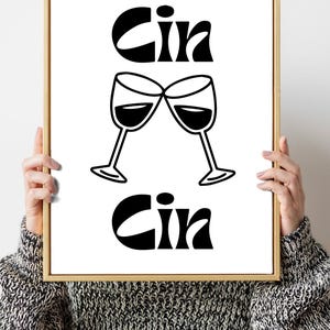 Cin Cin Poster, Apartment Print, Cheers Print, Trendy Poster Gift, Retro Art, Kitchen Print, Modern Boho Decor, Wine Print - DIGITAL PRINT