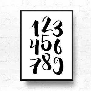 Numbers print, Numbers printable wall art, Black and White Print, Typographic Print, 123 prints, Minimalist Art - DIGITAL PRINT-