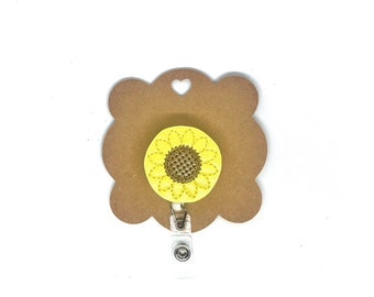 Badge Reel, Retractable badge reel, ID holder, Interchangeable badge reel, Thanksgiving badge reel, Sunflower badge, Sunflower feltie, fall